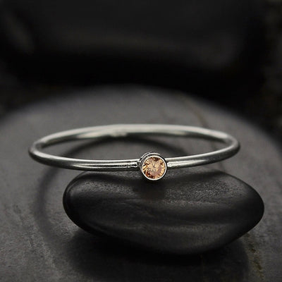 Stacking Birthstone Rings - Silver