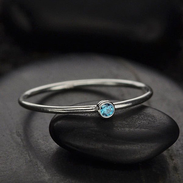 Final Sale - Stacking Birthstone Rings - Silver