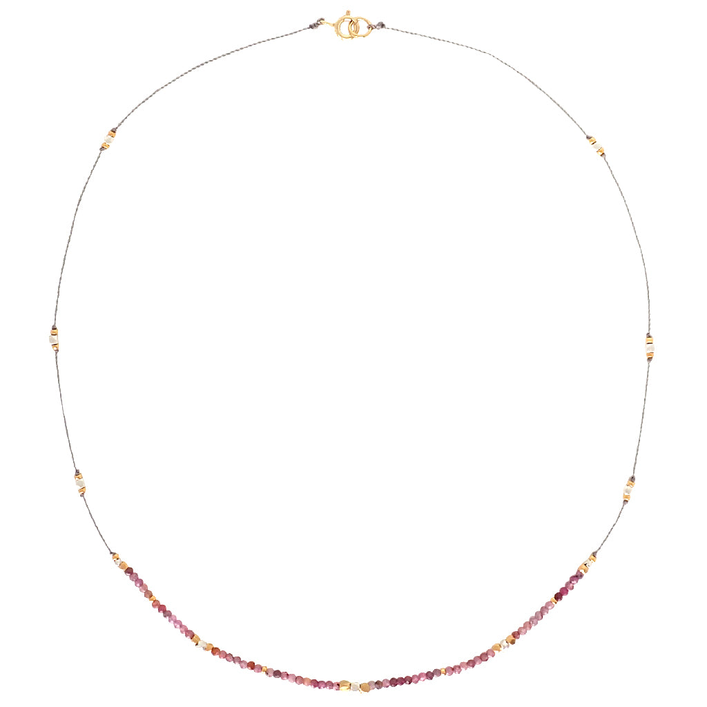 Journey necklaces are elegant and easy with tiny gemstones and mixed metals. Durable, delicate, decidedly Bronwen Jewelry.