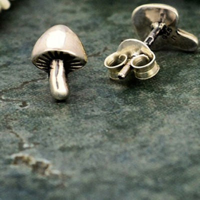 Tiny Charm Post Earrings - Mushroom