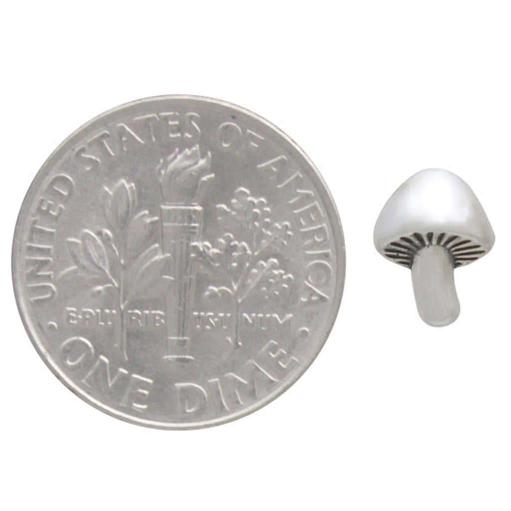 Tiny Charm Post Earrings - Mushroom