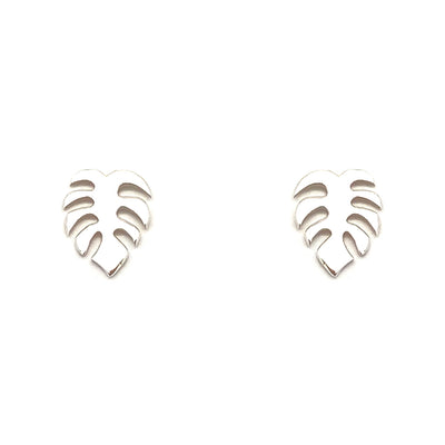 Tiny Charm Post Earrings - Monstera Leaf