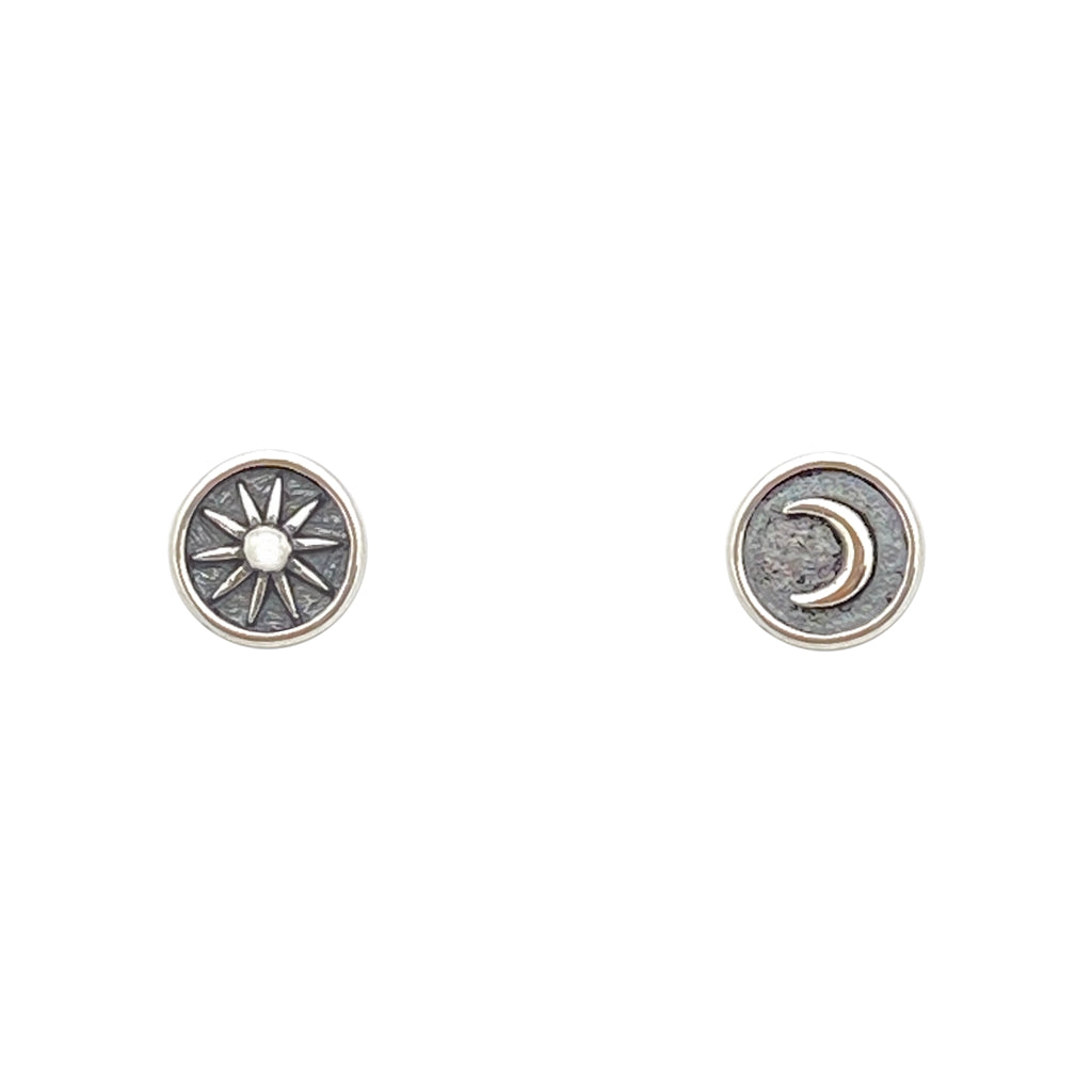 Tiny Charm Post Earrings - Sun and Moon